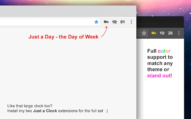 Just a Day the Day of Week  from Chrome web store to be run with OffiDocs Chromium online