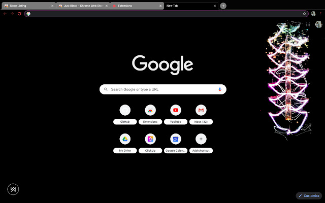 JustDark  from Chrome web store to be run with OffiDocs Chromium online