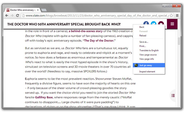 Just Go Away  from Chrome web store to be run with OffiDocs Chromium online