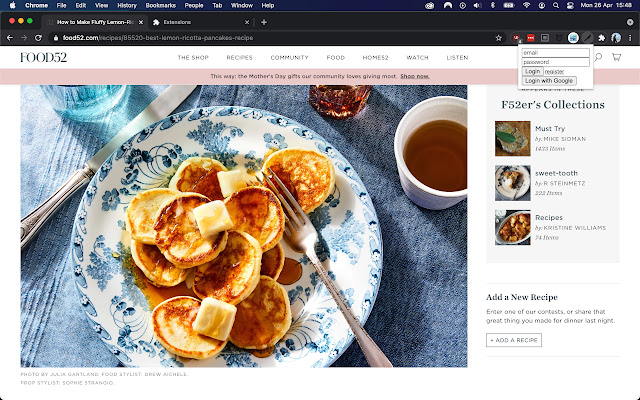 Just my Recipes  from Chrome web store to be run with OffiDocs Chromium online