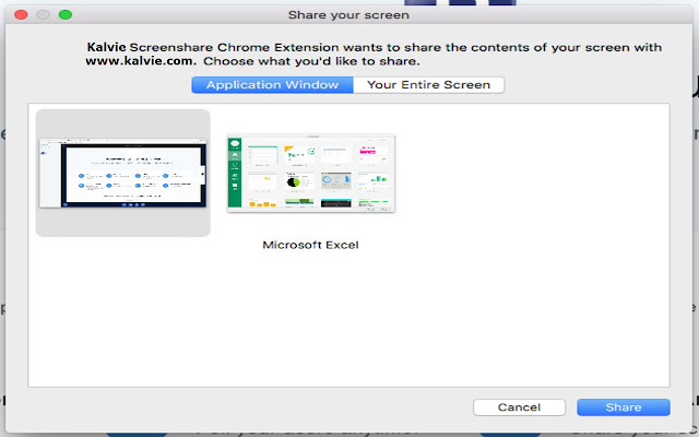 Kalvie Screenshare Extension  from Chrome web store to be run with OffiDocs Chromium online