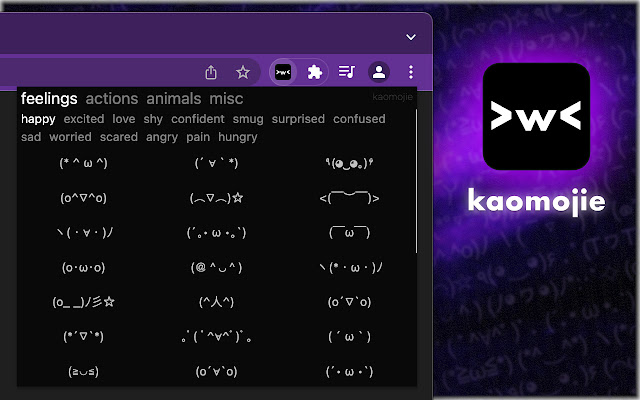 Kaomojie  from Chrome web store to be run with OffiDocs Chromium online