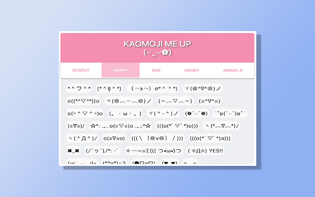 Kaomoji Me Up  from Chrome web store to be run with OffiDocs Chromium online