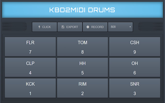 KBD To MIDI Drums  from Chrome web store to be run with OffiDocs Chromium online