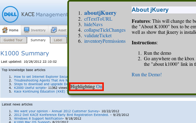 הדגמת javascript של Kbox מחנות האינטרנט של Chrome להפעלה עם OffiDocs Chromium באינטרנט