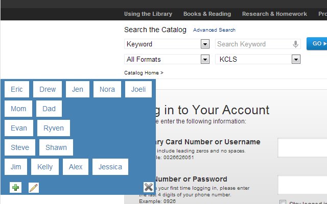 KCLS Library Helper  from Chrome web store to be run with OffiDocs Chromium online