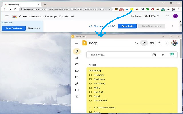 Keep by CoolDerive  from Chrome web store to be run with OffiDocs Chromium online