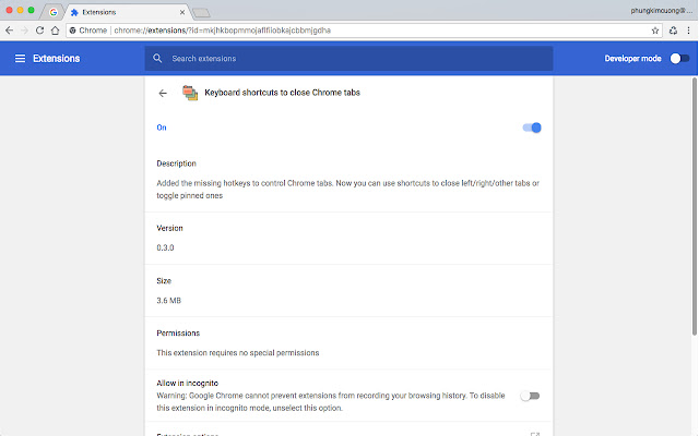 Keyboard shortcuts to close Chrome tabs  from Chrome web store to be run with OffiDocs Chromium online