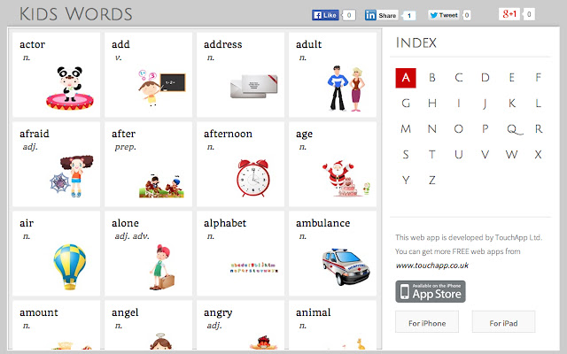 Kids Words  from Chrome web store to be run with OffiDocs Chromium online