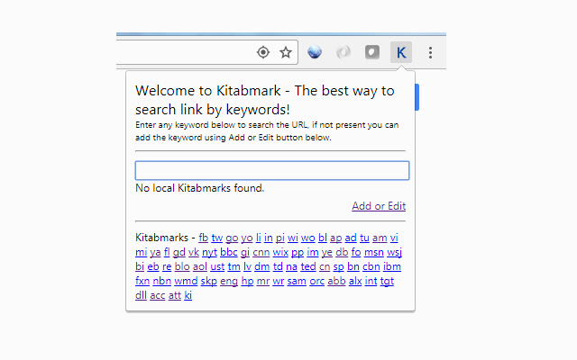 Kitabmark Link by keywords  from Chrome web store to be run with OffiDocs Chromium online