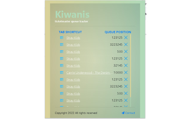 Kiwanis ticketmaster scalper  from Chrome web store to be run with OffiDocs Chromium online