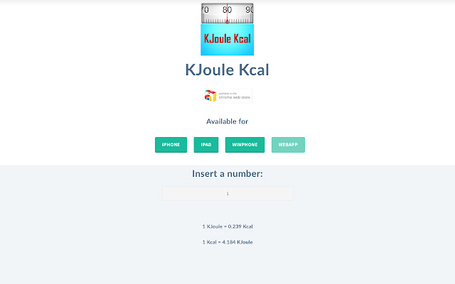 KJoule Kcal из интернет-магазина Chrome будет работать с OffiDocs Chromium онлайн