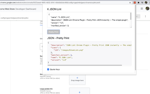 K JSON Lint  from Chrome web store to be run with OffiDocs Chromium online