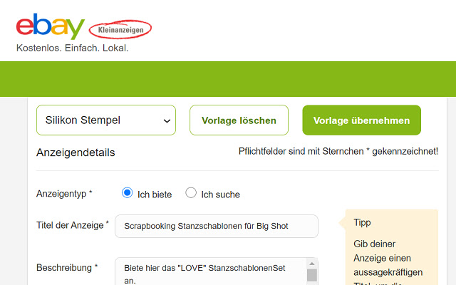 Kleinanzeigen Pro  from Chrome web store to be run with OffiDocs Chromium online