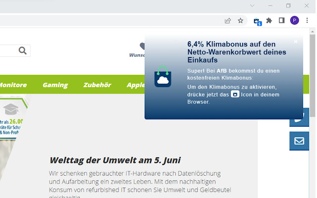 Klimashopper: Einkaufen mit Klimabonus  from Chrome web store to be run with OffiDocs Chromium online