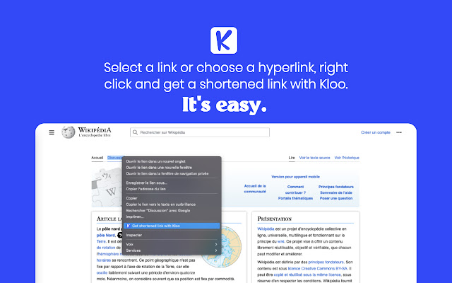 Kloo URL shortener  from Chrome web store to be run with OffiDocs Chromium online