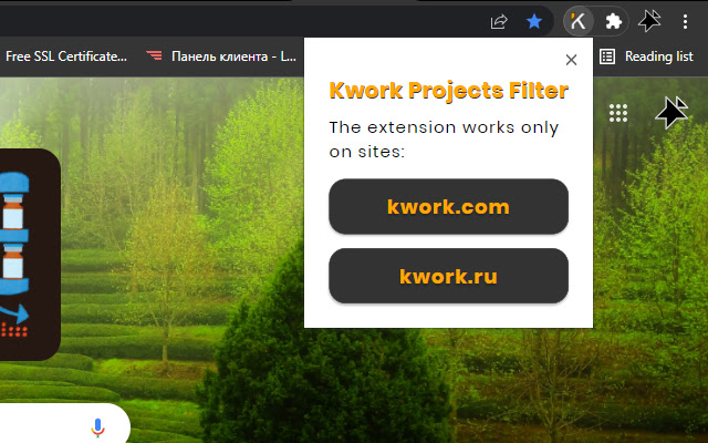 Kwork Projects Filter  from Chrome web store to be run with OffiDocs Chromium online