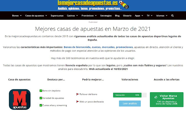 Lamejorcasadeapuestas.es info extension  from Chrome web store to be run with OffiDocs Chromium online