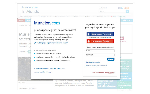 LaNacion Unlocker  from Chrome web store to be run with OffiDocs Chromium online