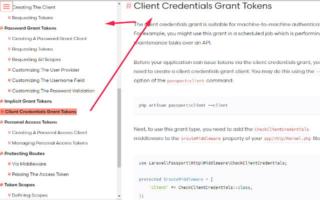 Laravel Docs Pinned Anchor Menu  from Chrome web store to be run with OffiDocs Chromium online