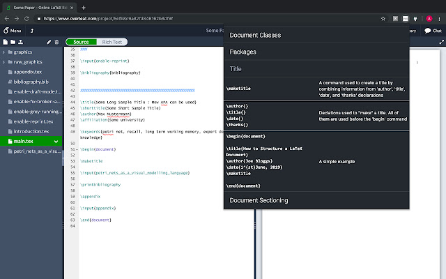 LaTeX Cheat Sheet  from Chrome web store to be run with OffiDocs Chromium online