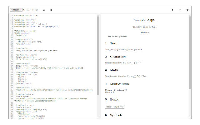 LaTeX Editor  from Chrome web store to be run with OffiDocs Chromium online