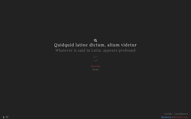 LatTab 2.0 Latin proverbs and root words  from Chrome web store to be run with OffiDocs Chromium online