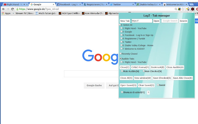 LayZ Tab Manager  from Chrome web store to be run with OffiDocs Chromium online