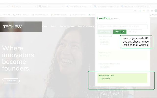 LeadBox  from Chrome web store to be run with OffiDocs Chromium online