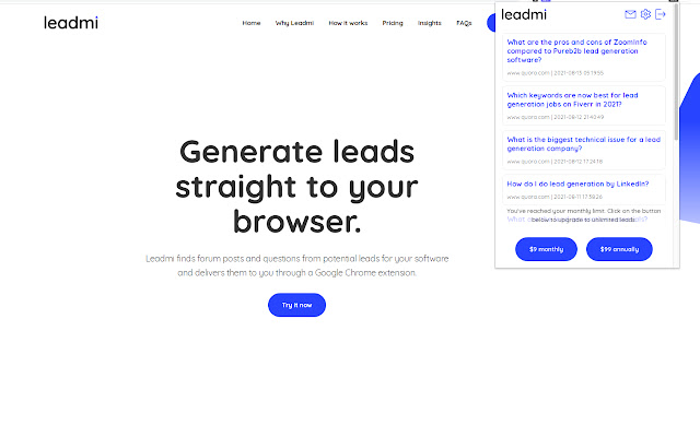 Leadmi  from Chrome web store to be run with OffiDocs Chromium online