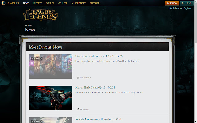 League of Legends Viewed News History  from Chrome web store to be run with OffiDocs Chromium online