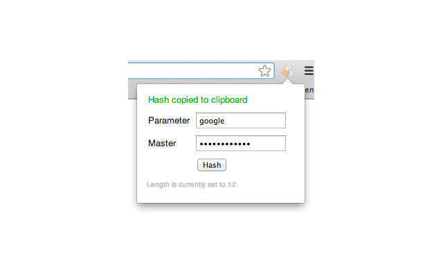 Lean Password Hasher  from Chrome web store to be run with OffiDocs Chromium online