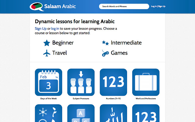 Learn Arabic Salaam  from Chrome web store to be run with OffiDocs Chromium online