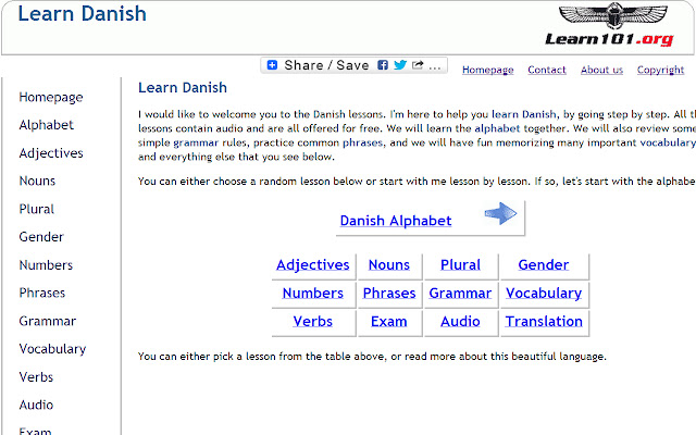 Learn Danish  from Chrome web store to be run with OffiDocs Chromium online