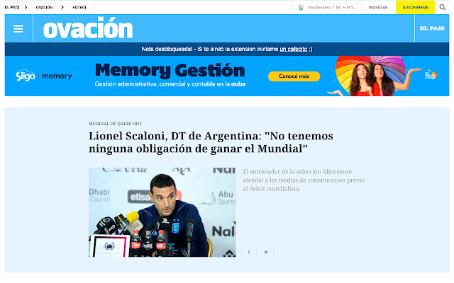 Leer El Pais  from Chrome web store to be run with OffiDocs Chromium online