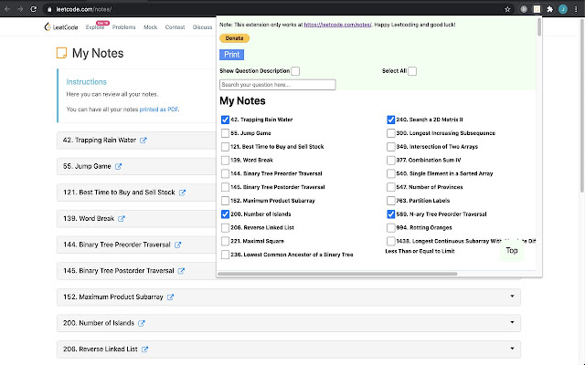 LeetCode Notebook Customized Print  from Chrome web store to be run with OffiDocs Chromium online