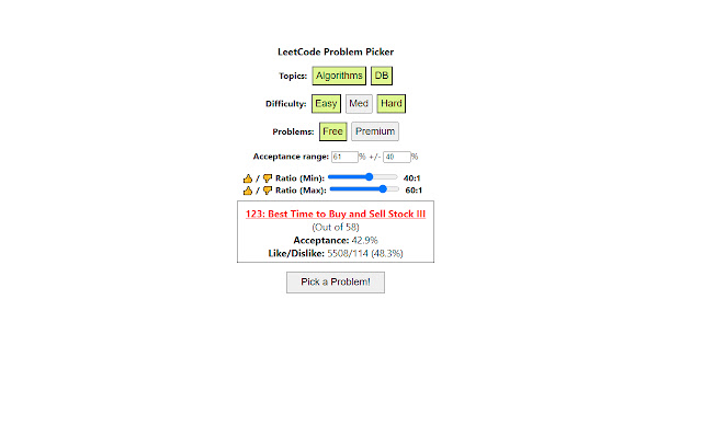 Leetcode Problem Picker  from Chrome web store to be run with OffiDocs Chromium online