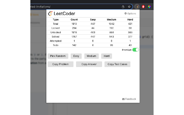 LeetCoder  from Chrome web store to be run with OffiDocs Chromium online