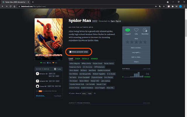 Letterboxd Personal Notes  from Chrome web store to be run with OffiDocs Chromium online