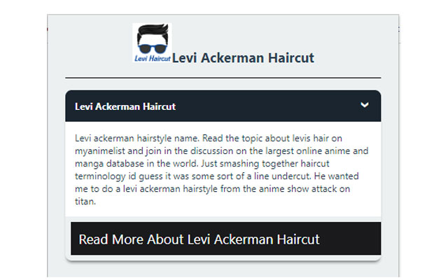 Levi Ackerman Haircut  from Chrome web store to be run with OffiDocs Chromium online