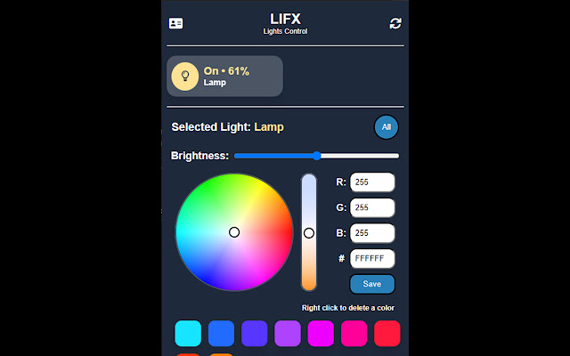 LIFX Lights Control  from Chrome web store to be run with OffiDocs Chromium online