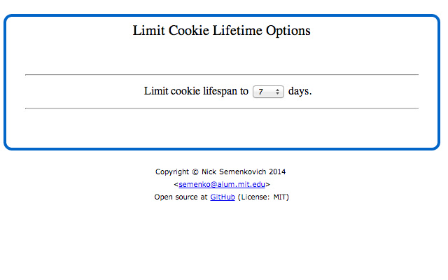 Limit Cookie Lifetime  from Chrome web store to be run with OffiDocs Chromium online