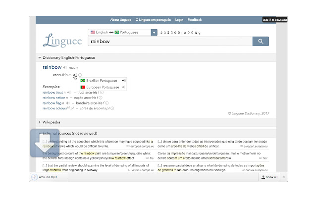 Linguee Audio Download  from Chrome web store to be run with OffiDocs Chromium online