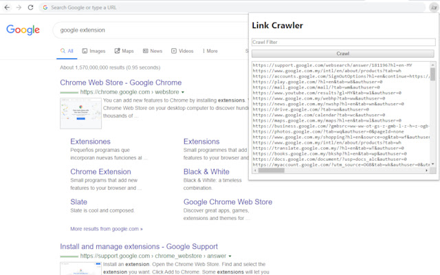 Link Crawler  from Chrome web store to be run with OffiDocs Chromium online