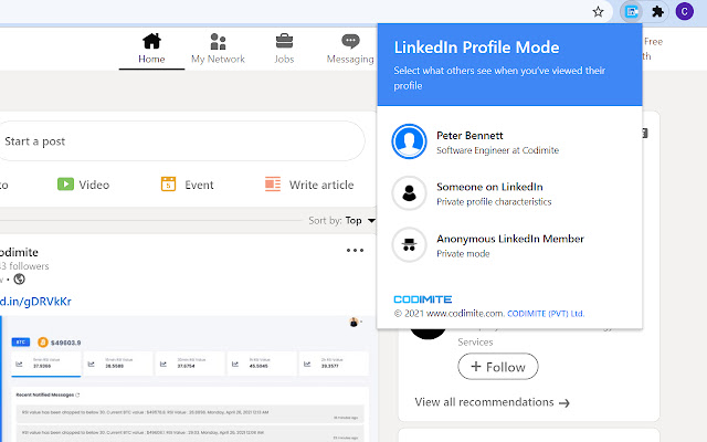 LinkedIn Profile Mode  from Chrome web store to be run with OffiDocs Chromium online