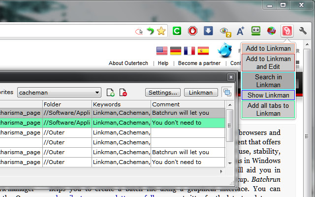 Linkman  from Chrome web store to be run with OffiDocs Chromium online