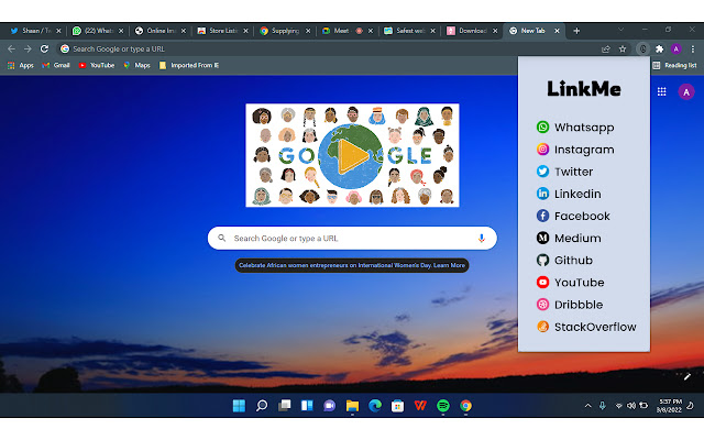 LinkMe  from Chrome web store to be run with OffiDocs Chromium online