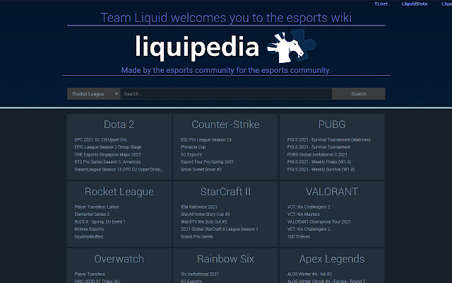 Liquipedia Dark Mode  from Chrome web store to be run with OffiDocs Chromium online