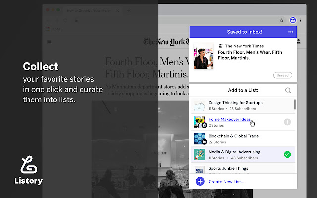 Listory  from Chrome web store to be run with OffiDocs Chromium online