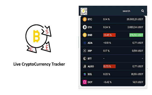 live Cryptocurrency Tracker  from Chrome web store to be run with OffiDocs Chromium online